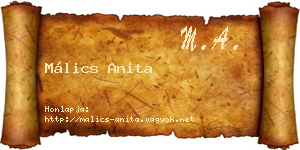 Málics Anita névjegykártya